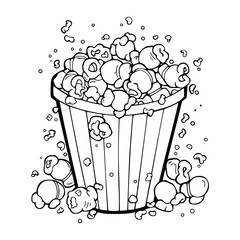 Popcorn illustration  coloring pages - coloring book for kids