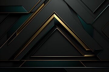 Fototapeta premium Abstract geometric background with black, teal, and gold accents.
