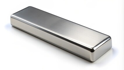Shiny nickel metal bar isolated on white background, nickel, element, metal, bar, shiny, isolated
