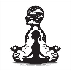 Yoga meditation vector icon