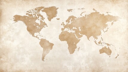 An antique world map illustration featuring a vintage style on a textured background, perfect for educational and decorative use.