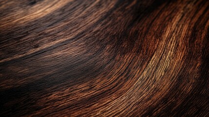 A close-up of wenge wood texture, showcasing its rich grain and dark, luxurious finish, ideal for furniture and interior design concepts.