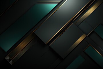 Fototapeta premium Abstract geometric background with black, teal, and gold.