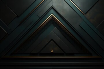 Obraz premium Abstract geometric background with dark and gold elements.