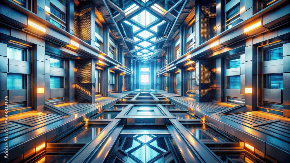 Poster Abstract background of futuristic architecture with geometric shapes and patterns , abstract, architecture, background