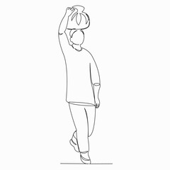 One continuous single drawn line art doodle man, carry, load, head, heavy . isolated image hand-drawn contour on a white background