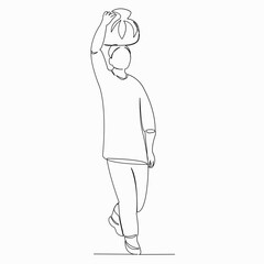 One continuous single drawn line art doodle man, carry, load, head, heavy . isolated image hand-drawn contour on a white background