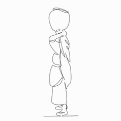 One continuous single drawn line art doodle jug, traditional, head, culture, jar. isolated image hand-drawn contour on a white background