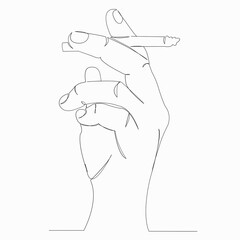 One continuous single drawn line art doodle cigarette, smoke, vector, addiction. isolated image hand-drawn contour on a white background
