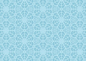 Geometrics Floral Medallian Blue Background Seamless Pattern