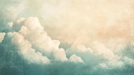 Soft watercolor-like clouds on a textured, aged paper background, blending vintage aesthetics with dreamy atmospheric qualities