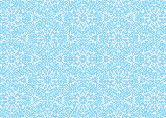 Abstract Floral Kaleidoscope Blue Background Seamless Pattern