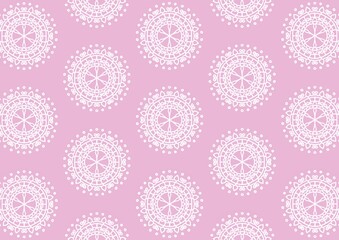 Floral Medallian Pink Background Seamless Pattern