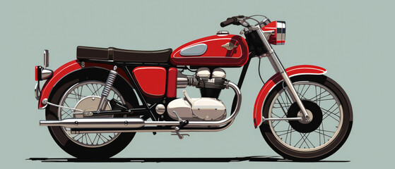 Fototapeta premium A detailed pixel art illustration depicting a vibrant red motorcycle