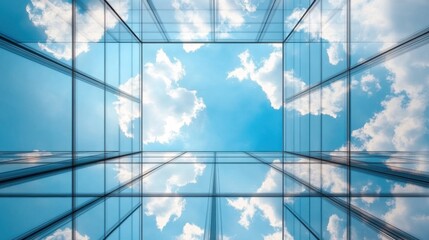Sky Reflecting in Modern Glass Building