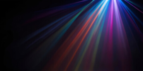Fototapeta premium Multicolored blurred rays of light on black background created ethereal atmosphere. For backdrops, digital artwork, modern design, presentations, artistic application, creative projects