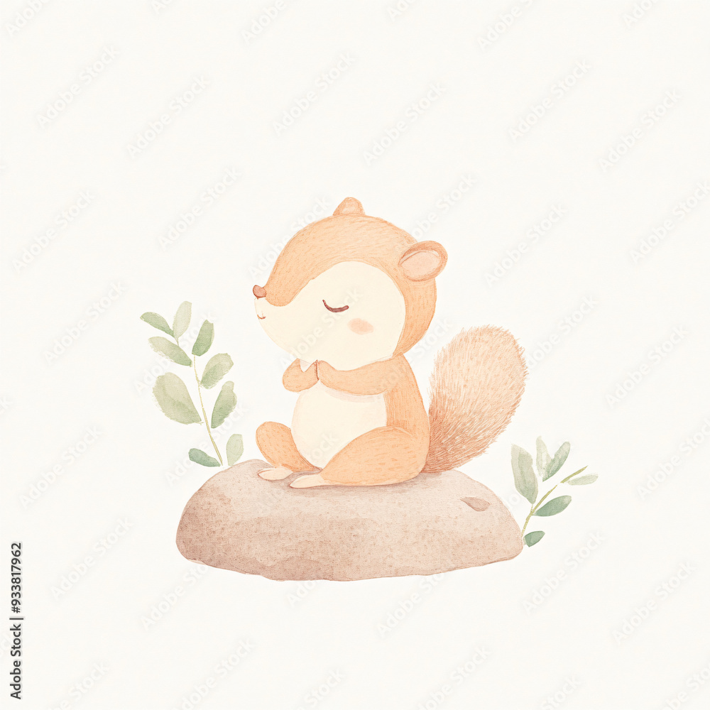 Poster Cute Squirrel Meditation.