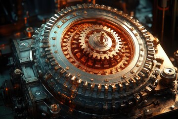 Fototapeta premium Close-up of a Detailed Steampunk Gear System