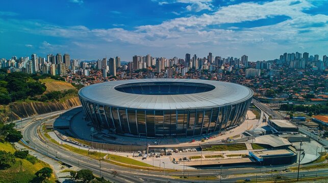 BELO HORIZONTE. MINAS GERAIS. BRAZIL. APRIL 17, 2024.The arena belongs to Clube Atl&eacute;tico Mineiro. Arena MRV, football stadium, located in Belo Horizonte. Horizontal.
