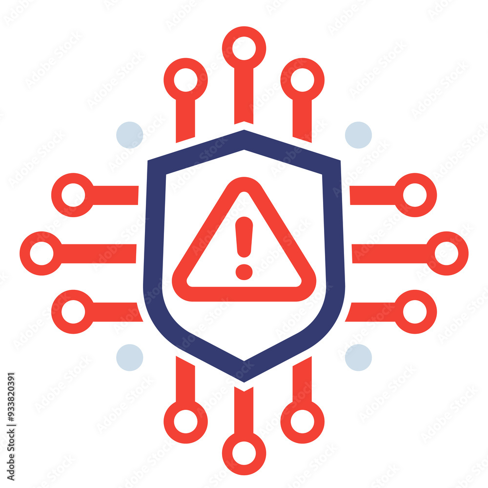 Sticker cyber security alert, warning icon