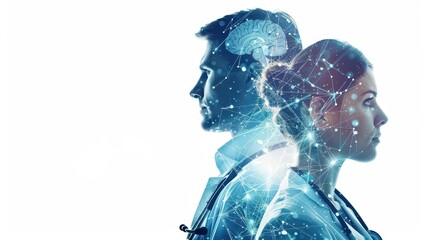 medical team collaboration double exposure healthcare concept illustration
