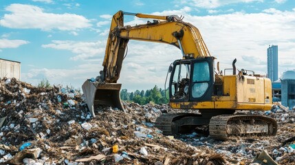 Fototapeta premium Assessing the environmental impact of construction waste and debris
