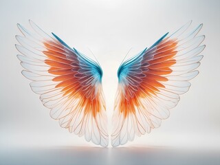 Obraz premium ethereal glowing wings in soft pastel hues, symbolizing freedom, spiritual ascent, and the beauty of limitless possibilities