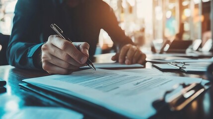 Close-up of a Hand Signing a Document
