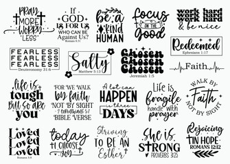 Fototapeta premium Christian T-shirt Design Set, Christian T-shirt Design, Christian SVG Design, Boho Christian SVG, Bible Verse SVG, Scripture SVG, God Jesus SVG, Psalm SVG, Love Faith SVG, Christian t-shirt Design