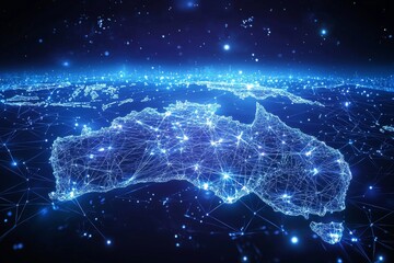 Obraz premium Digital map of australia network connectivity created with generative ai