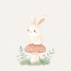 Obraz premium Cute Bunny Mushroom.