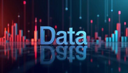 Data  Text on Abstract Floating Bars - Modern Data Science Concept