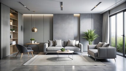 Sleek and minimalist modern interior design with monochromatic color palette , modern, interior, design, sleek