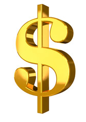 Dollar sign 3d illustration in gold color