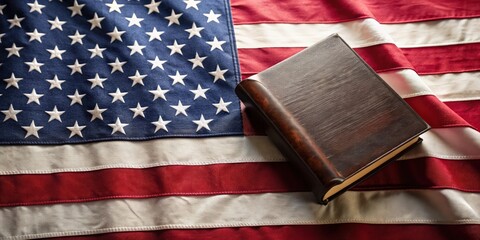 Bible with USA flag symbolizing patriotism and faith , American, religion, United States, flag, bible, faith