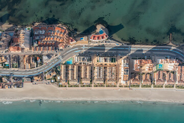 Aerial view of La Manga del Mar Menor townscape