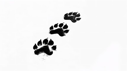 A simple black silhouette of a cat with a trail of paw prints, ideal for pet-related content