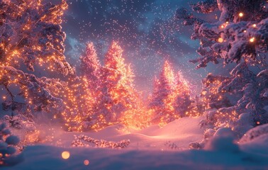 Fototapeta premium With snow-covered trees and ice rivers, this is a beautiful winter landscape scene