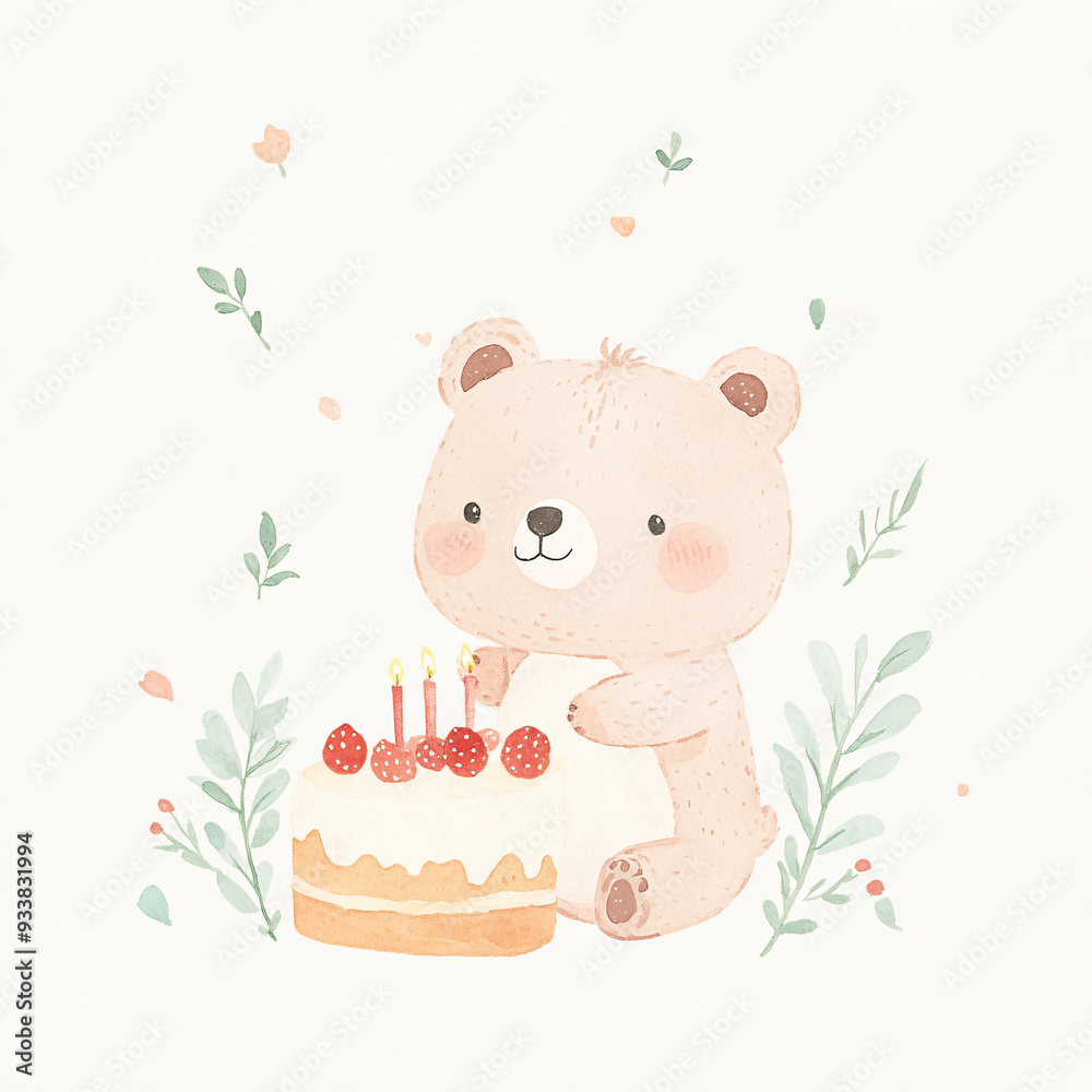 Sticker Bear Birthday Cake.