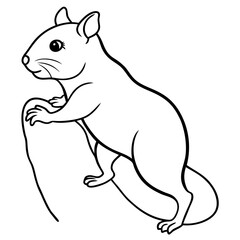 Hamster Climbing line art vector illustration