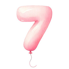 Pink balloon shaped as the number seven, perfect for birthdays, anniversaries, or special celebrations and decorations.