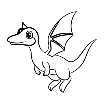 recommend clip art: That cute little dinosaur cartoon flying outline coloring book illustration
                    