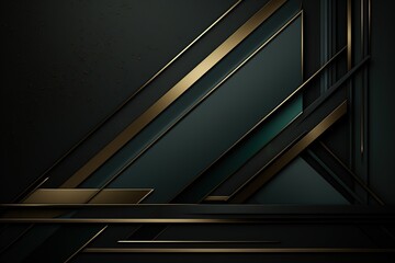 Obraz premium Abstract geometric background with dark green and gold accents.