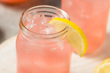 Refreshing Cold Iced Pink Lemonade Drink