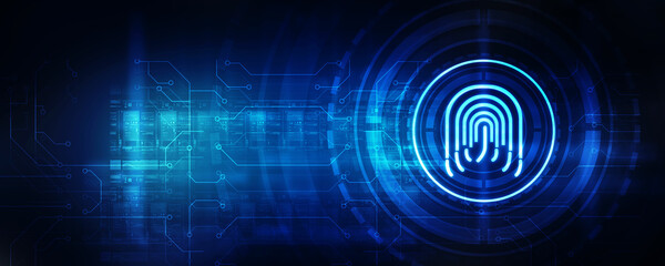 2d Illustration Fingerprint Scanning Technology Concept 