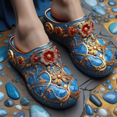 Shoe's,leg, footwear, silhouette, water, man, national, person, rock, walking, boot, knee, entrance, background, dress, stroll, hand, woman, family, stone, female, couple, scenery, Crocs, sabo macro