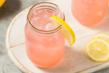 Refreshing Cold Iced Pink Lemonade Drink