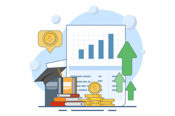 investment education concept, financial character empowerment. Financial education abstract vector illustration set. Budgeting skills, investment knowledge metaphor, flat vector illustration.