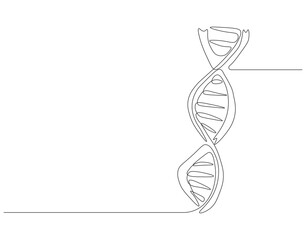 Continuous one line drawing of DNA. Single line drawing illustration of rhino DNA. National science day concept line art. Editable outline