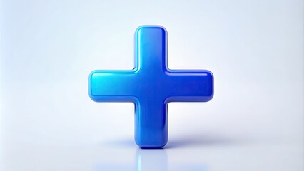 Vibrant blue plus sign symbol on a white background, surrounded by subtle gradient effects, conveying positivity, addition, and growth in a modern digital context.